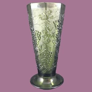 Vintage 1950s Green Depression Glass Vase in "Colony Harvest Grapes"